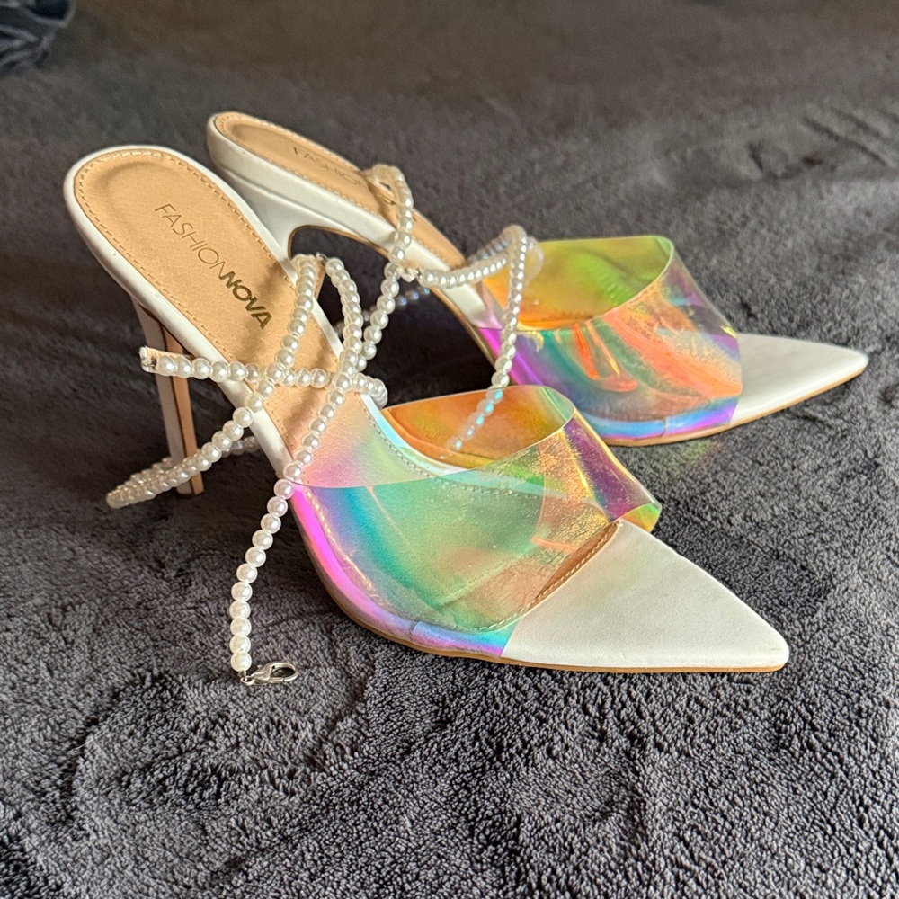 Fashion Nova Iridescent Pearl Heels